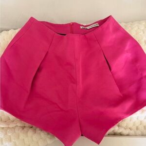 Zara High-Waist Hot Pink Pleated Women’s Shorts